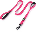 Double Handle Dog Leash, 6 FT Long, for Medium Large Dogs | Reflective Nylon, Soft Padded 2 Handles, Heavy Duty for Training, Dual Handle Lead, 6 FT x 1”, Pink