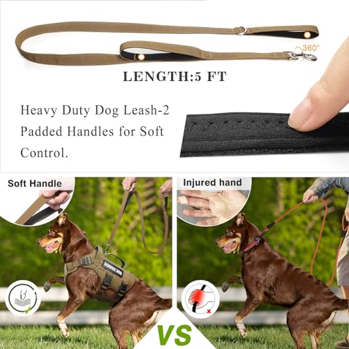 Tactical Dog Harness with Dog Leash, Service Working MOLLE Vest with 10 Pet Patches for Medium Dog, No Pull Military Harness and Backpack for Training Hunting Walking - view 6