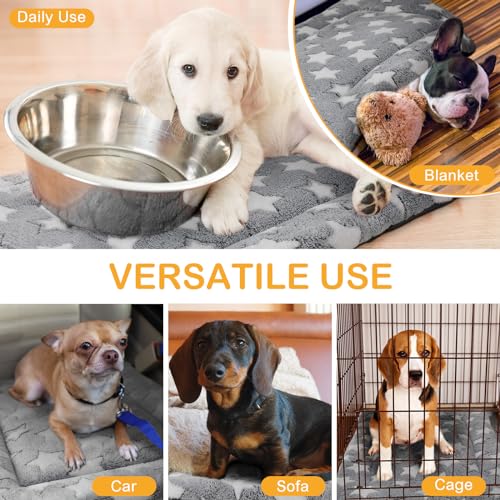 4 Pcs Dog Crate Pads Soft Warm,20 x 30 x 1.6 Inch,Star,Gray - view 4