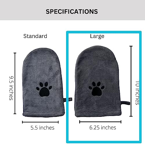 Microfiber Pet Towel Mitts - Paw Cleaning and Drying Mitts/Gloves for Dogs and Cats (Gray, Large - 2 Pack) - view 2