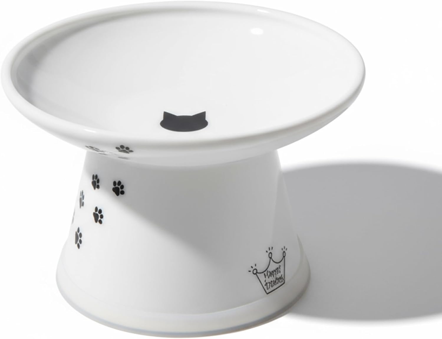 Ceramic extra-wide elevated cat food bowl