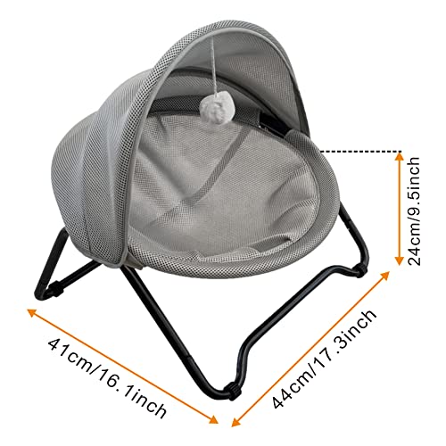 Elevated Cat Hammock Bed with Awning, Breathable Raised Pet Bed Only for Cats & Small‑Size Dogs, Tool‑Free Assembly, Removable Washable Cover for Indoor Outdoor Use - view 3