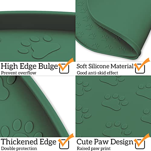 Dog Food Mat Spill-Proof Silicone Dog Bowl Mat Raised Edge Pet Placemat - view 4