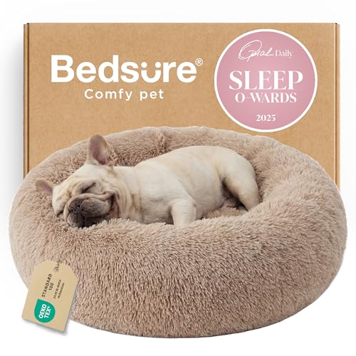 Calming Dog Bed Medium Size Dog Donut Washable Pet Bed,30ins Camel