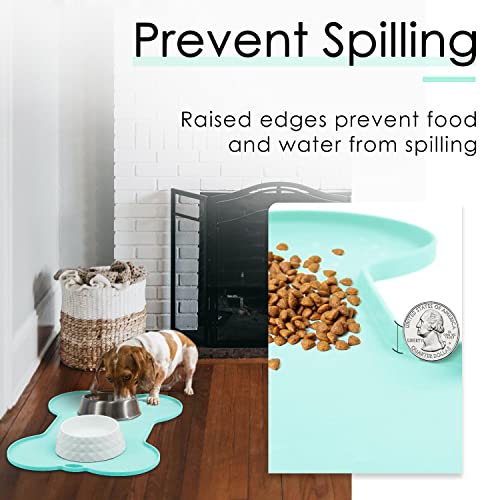 Dog Food Mat Dog Bowl Mat for Food and Water Silicone Non Spill Cat Feeding Mat Puppy Placemat Waterproof - 20.5" x 14.5", Light Green - view 6