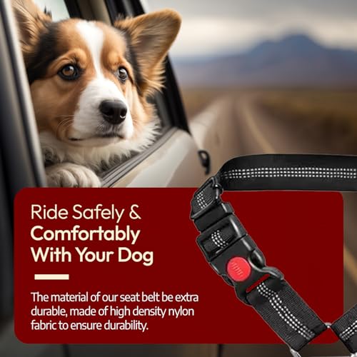 Dog Seat Belts for Cars UK Headrest Dog Car Seat Belt Adjustable Dog Car Harness Pet Dogs Safety Seatbelt Anti Shock Elastic Puppy Restraint Strong Leash Leads for Dogs Pets Safety - view 4