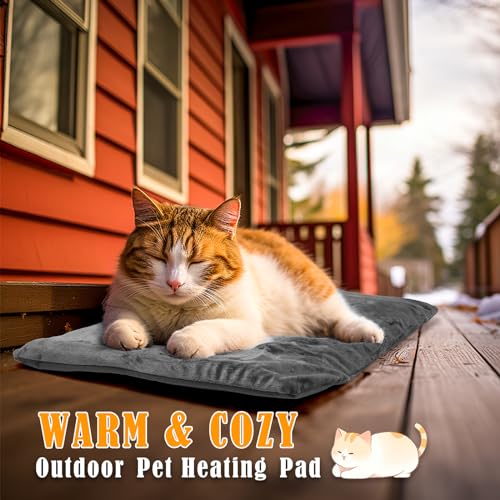 Outdoor Pet Heating Pad for Cat Dog, Heated Mat with Waterproof Cover and Automatic Temperature Control, Suitable for Cat Houses, Dog Houses, Small Beds, Porches, 20'' x 16'',Gray - view 2