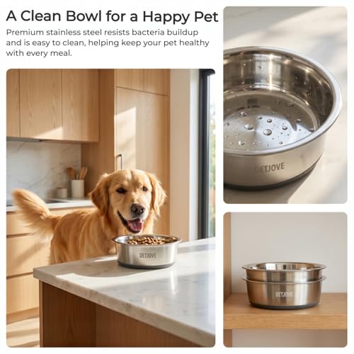 Non-Slip Stainless Steel Dog Bowls, 95 oz / 11.7 Cup, 2 Pack - view 5