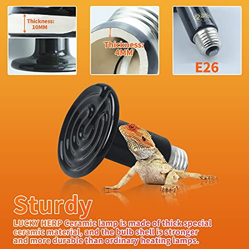 75W Ceramic Heat Emitter, Reptile Heat Bulbs, Ceramic Heat Lamp for Reptiles, Amphibian, Chicken, Dog, Cat (2-Pack) - view 5