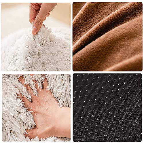 LIEMUAO Cat Beds for Indoor Cats Round Donut Cave Hooded Pet Bed Soft Cat Sleeping Enclosed House Machine Washable Pet Igloo Tent for Small Dogs, Puppy, Rabbit (L(19.7"x19.7"x3.1"), Grey) - view 7