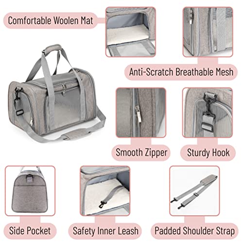 Pet Carrier, 17.5" x 11.2" x 11.5", Medium Size, Gray - view 3