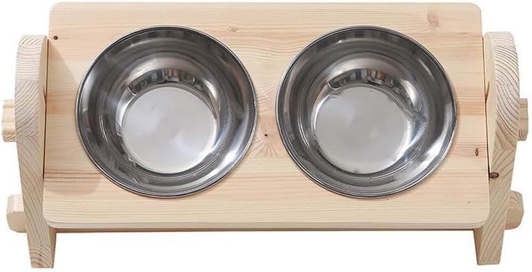 2-in-1 Elevated Cat Dog Bowls Stand with Non-Slip Mat, Adjustable Double Pet Food Dish Holder for Small Medium Pets, Anti-Spill Feeding Station