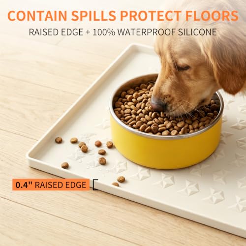 Silicone Pet Feeding Mat, Dog Cat Food Water Bowl Mat, Raised Edge Non-Slip - view 2