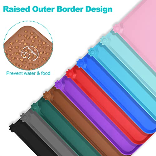 Silicone Waterproof Dog Cat Pet Feeding Mats, Non Slip, Easy Clean Pet Dog Cat Bowl Mats Placemat (24" x 16") Brown - view 4