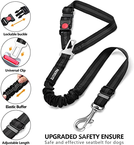 2 Piece Set Dog Seat Belt - Retractable Car Seatbelts, Adjustable Pet Restraint for Vehicle Headrest, Heavy Duty, Elastic & Durable Harness - view 3