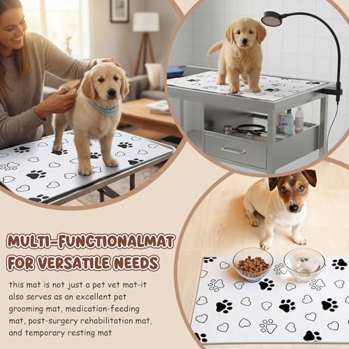 1 Pack 24x36 Inch Non-Slip Dog Grooming Mat, Black and White - view 5