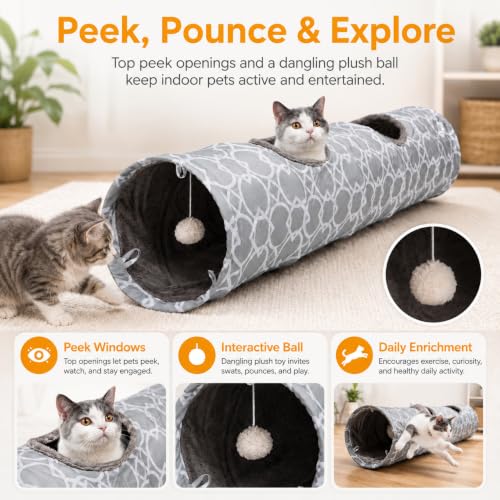 Plush Inside Straight Cat Tunnel Geometric, Diameter 9.8 Inch - view 6