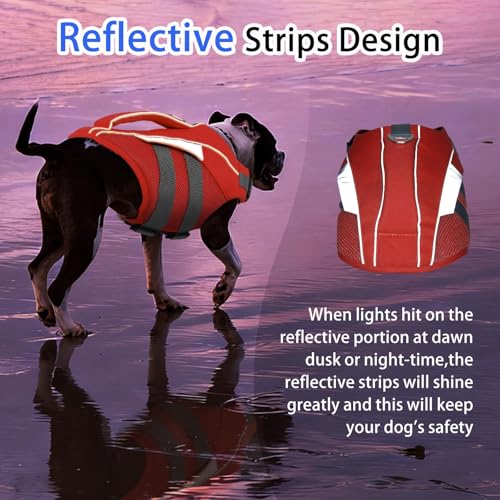 Dog Life Jacket,Reflective Dog Life Vest for Swimming Boating,Ripstop Dog Swimsuit with Rescue Handle,Adjustable Pool Float for Small Medium Large Dogs,Pet Safe Lifesaver with Superior Buoyancy - view 5