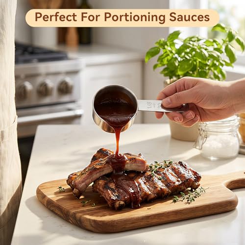 6Pcs Stainless Steel Measuring Cup, 1/8 Cup - 30ml Metal Measuring Cup, Comfortable Hand Feeling Measuring Scoops for Coffee Cooking Baking Kitchen - view 5