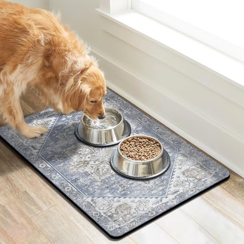 Dog Food Mats for Floors Absorbent, Pet Cat Food Mat - Non Slip Dog Bowl Mats for Food and Water, Eco-Friendly Boho Dog Placemats Feeding Mat Pet Supplies - view 2