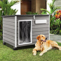 0.47" Thick Fir Wood Large Dog House Outdoor, Weatherproof Igloo House for Small to Large Dogs with Removable Floor & Raised Feet, Easy Assembly Pet Shelter for Outside Use