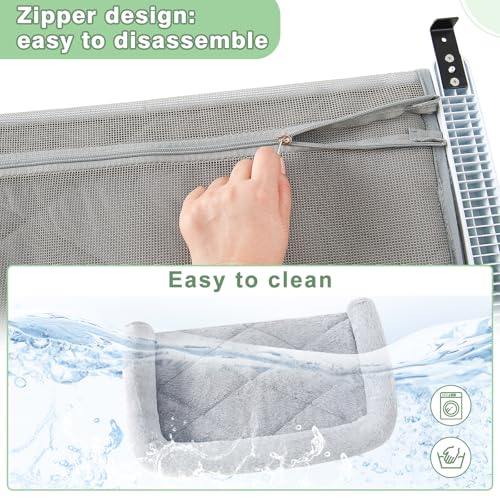 Cat Window Perch Hammock Sturdy Windowsill Bed Seat for Large Cats No Drilling No Suction Adjustable Kitty Shelf with Washable Cover Easy Assembly Holds up to 40 lbs 24.8 * 15 in (Grey, L) - view 4