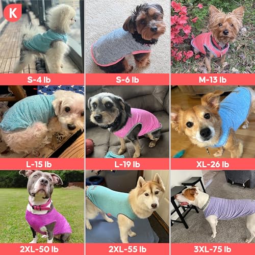 2 Pack Dog Shirts Quick Dry Soft Stretchy Pet T-Shirts with Reflective Label Tank Top Sleeveless Sun Protection Vest Dog Clothes for Small Medium Dogs, Medium, Purple+Pink - view 6