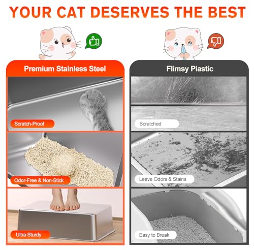 2PACK Stainless Steel Litter Box, Metal Litter Boxs with Lid High Sides - view 2