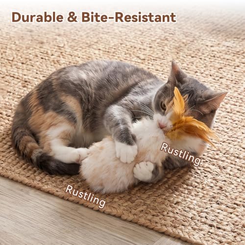 Plush Cat Toy Migi-Fluffy, 2-Pack, Natural Feather & Catnip, Soft Fluffy Tail & Interactive Hanging Ring for Wand Attachment, Durable Bite-Resistant Kitten Teaser for Indoor Play - view 6