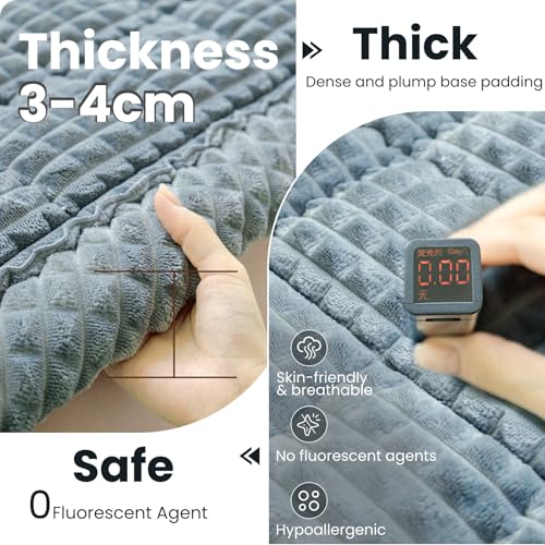 Couch Cover for Dogs Washable, Non Slip Couch Covers for 3 Cushion Sofa Pet Friendly, Fuzzy Pet Couch Cushion Covers for Dog,Thick,Soft for Sofa Protector (Blue Gray, 27.6" x 82.7"/70 x 210cm) - view 3
