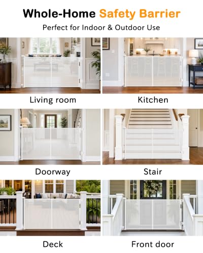 Reinforced 60" Wide Retractable Dog Gate, 5 Ft Mesh Retractable Baby Gates - view 6