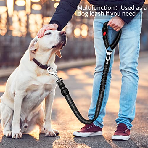 2 Piece Set Dog Seat Belt - Retractable Car Seatbelts, Adjustable Pet Restraint for Vehicle Headrest, Heavy Duty, Elastic & Durable Harness - view 6