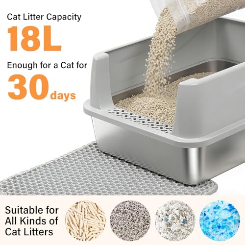 Stainless Steel Litter Box for Kitten,Metal Litter Box with Lid S - view 3