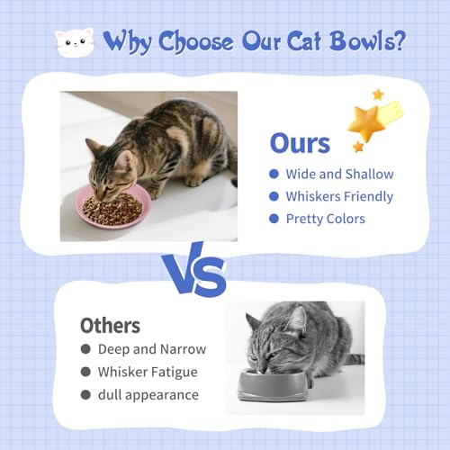 [8 Pack] Ceramic Cat Food Bowl, Colorful Cat Bowls Whisker-Friendly, 5.9" Shallow Wide Kitten Plates, Easy to Clean Indoor Feeding Dishes - view 6