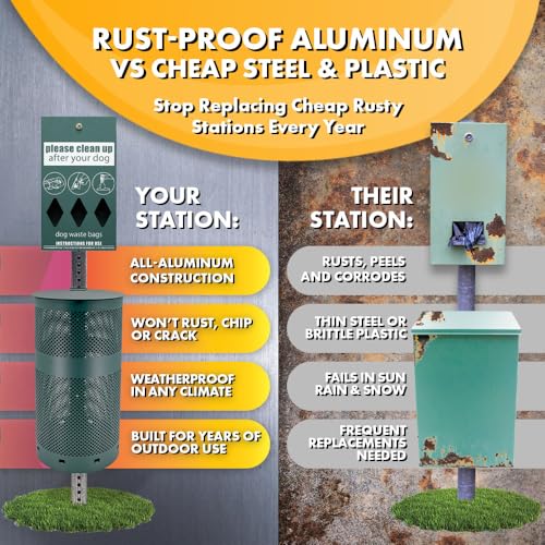 Aluminum Dog Waste Station - Colorful Paws | Matte Black - view 5