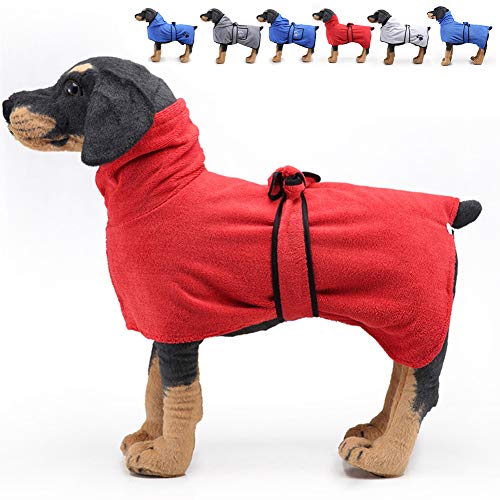 Dog Bathrobe Soft Super Absorbent Luxuriously 100% Microfiber Dog Drying Towel Robe with Belt,Pet Bath Towels, Dog Blanket,Quick Drying for Dog Cat Pet,Puppy Bath Towel, Machine Washable