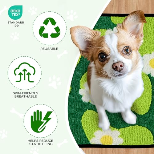 Reusable Puppy Pads for Small Dogs, Washable Pee Pads with Non-Slip, Absorbent Leakproof Mat for Crates, Playpens, Pet Beds & Whelping, Indoor Potty Training Grass Green, 14"x18", 2 Pack - view 2
