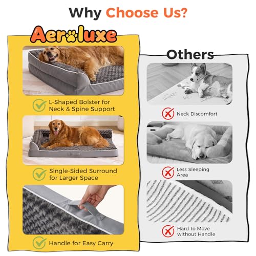 Orthopedic Dog Bed for Medium Size Dog, 36"x27"x6.5", Grey - view 3