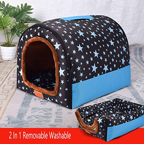 2 In 1 Portable Igloo Dog House,Removable Washable Dog Bed with Roof, Large Warm Foldable Non-Slip Cozy Dog Bed Cave,Pet Sofa Bed Sleeping Nest,Style-C,L - view 2