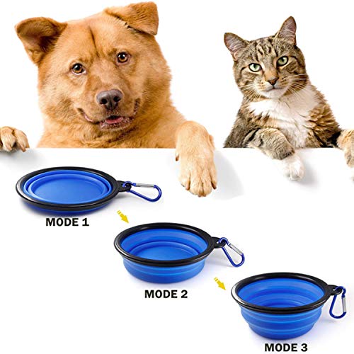 Portable Silicone Collapsible Dog Bowls, 2 Pack Dog Bowl Travel Collapsible Bowls Water Feeding Travel Bowl Cup Dish for Pet Dogs and Cats - with 2 Pack Carabiners - view 5