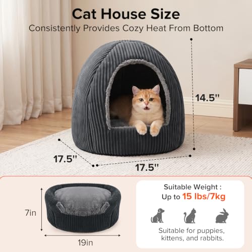 2-in-1 Cat Beds for Indoor Cats Cave Enclosed Bed with Washable Pillow - view 4