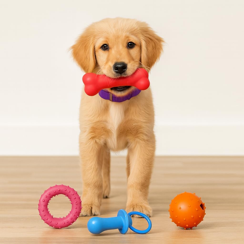 Chew toy natural rubber chew toy for interactive play toy ball rope rubber value set for small to medium breed dog mutt puppy - view 3