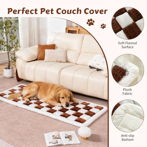 Pet Couch Cover for Dogs & Cats, 27.6X70.86 in, Brown - view 2