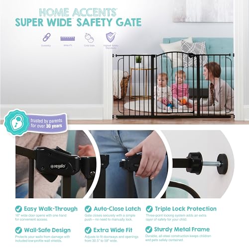 Safety 30.5"-58" Extra Wide Baby Gate, Bottom of Stairs & Doorways - view 3
