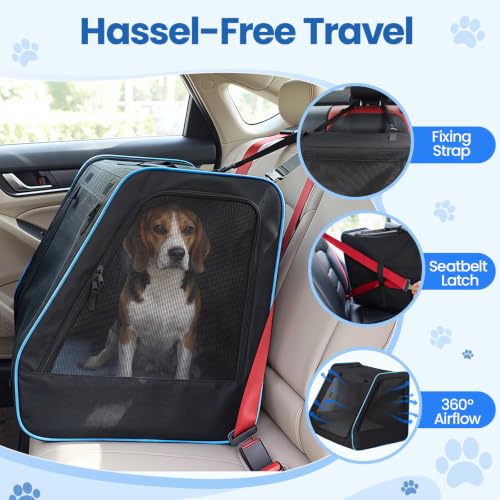 Dog Car Seat, Enclosed Carrier for Pets Travel Safety Dog Crate Soft-Sided Covered Car Kennel Carrier - view 4