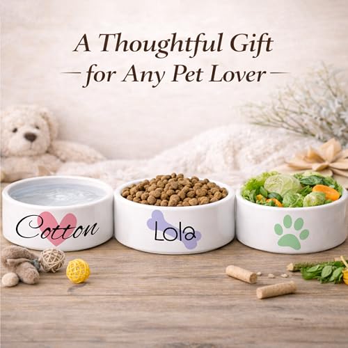Custom Dog Bowl | Personalized Pet Feeding Bowl with Name for Food or Water | Microwave & Dishwasher Safe Ceramic Dish | Gift Idea for New Puppy Owners | White – Large - view 6