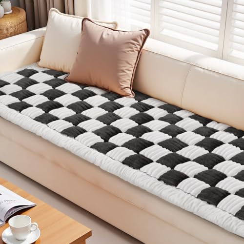 Checkered Couch Cover, Couch Covers For Dogs Washable Non-Slip, Black