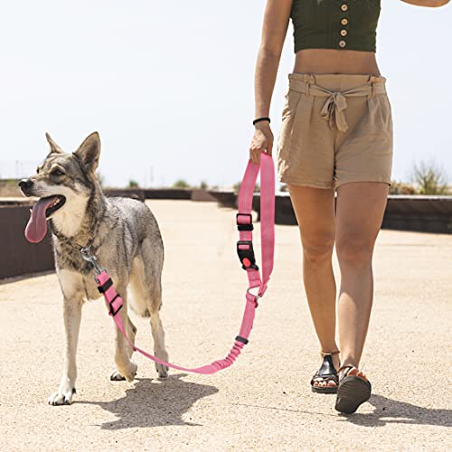 YAOHDAO Dog Seat Belt Harness for Car, Restraint Adjustable with Elastic Bungee Buffer Headrest for Vehicle, 360 Degree Swivel Nylon Pet Safety Seat Belts Heavy Duty Car Harness for Dogs (Pink) - view 3