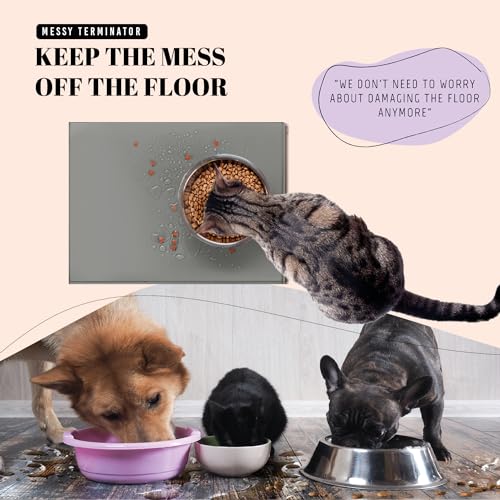 18x10 Waterproof Silicone Dog Food Mat, Raised Edge Placemat - view 2