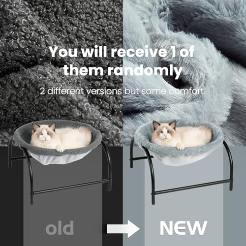 Cat Bed Dog Bed Pet Sleep Hammock 16.9in x 16.9in x 9.5in, Grey+Fur - view 4